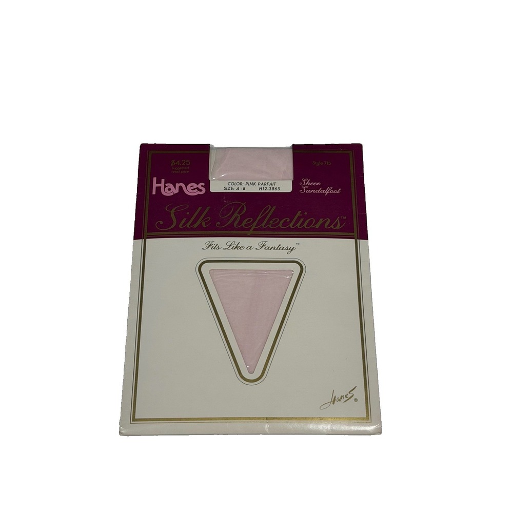 VTG New Hanes Silk Reflections Sheer Pantyhose Sandalfoot Sz AB Pink Parfait 715